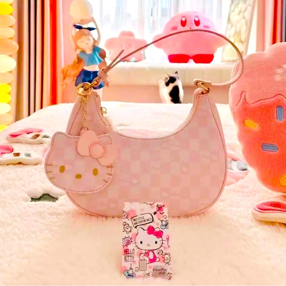 New - Hello Kitty Faux Leather Crescent Handbag